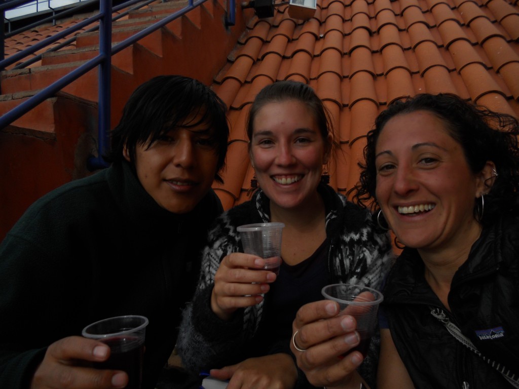 not a great picture, but Benjamin, Stephanie and I drinking wine on the church roof