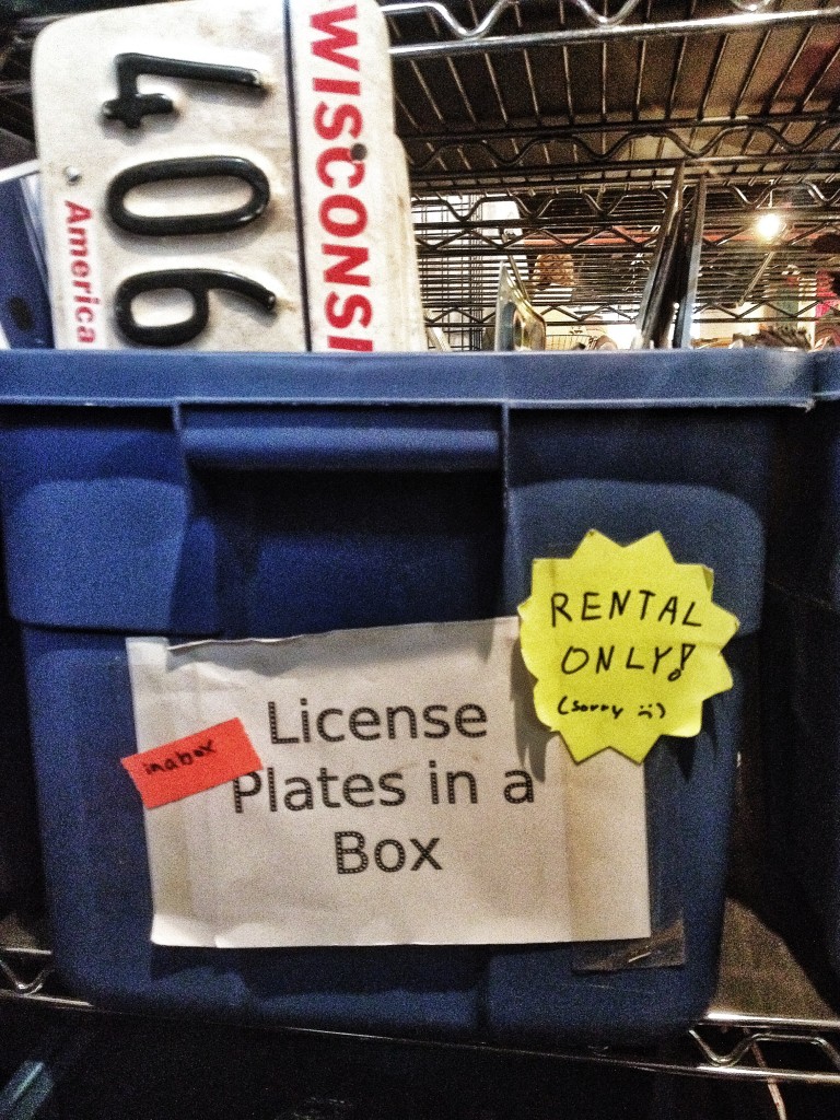 License Plates in a Box.  For Rent Only.